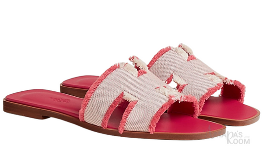 Hermès Oran Leather Slides – Raspberry
