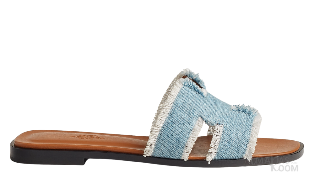 Hermès Oran Leather Slides – Light Blue