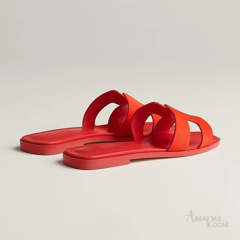 Hermès Oran Leather Slides – Sunset Orange