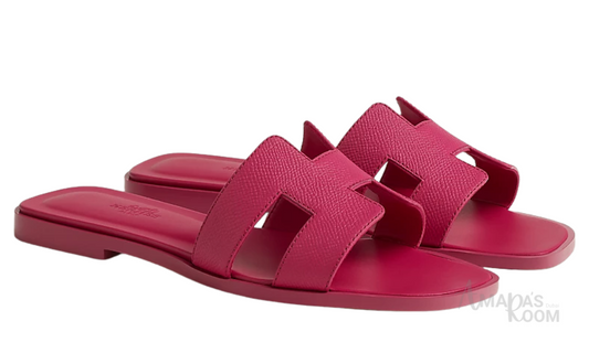 Hermès Oran Leather Slides – Bougainvillea Pink