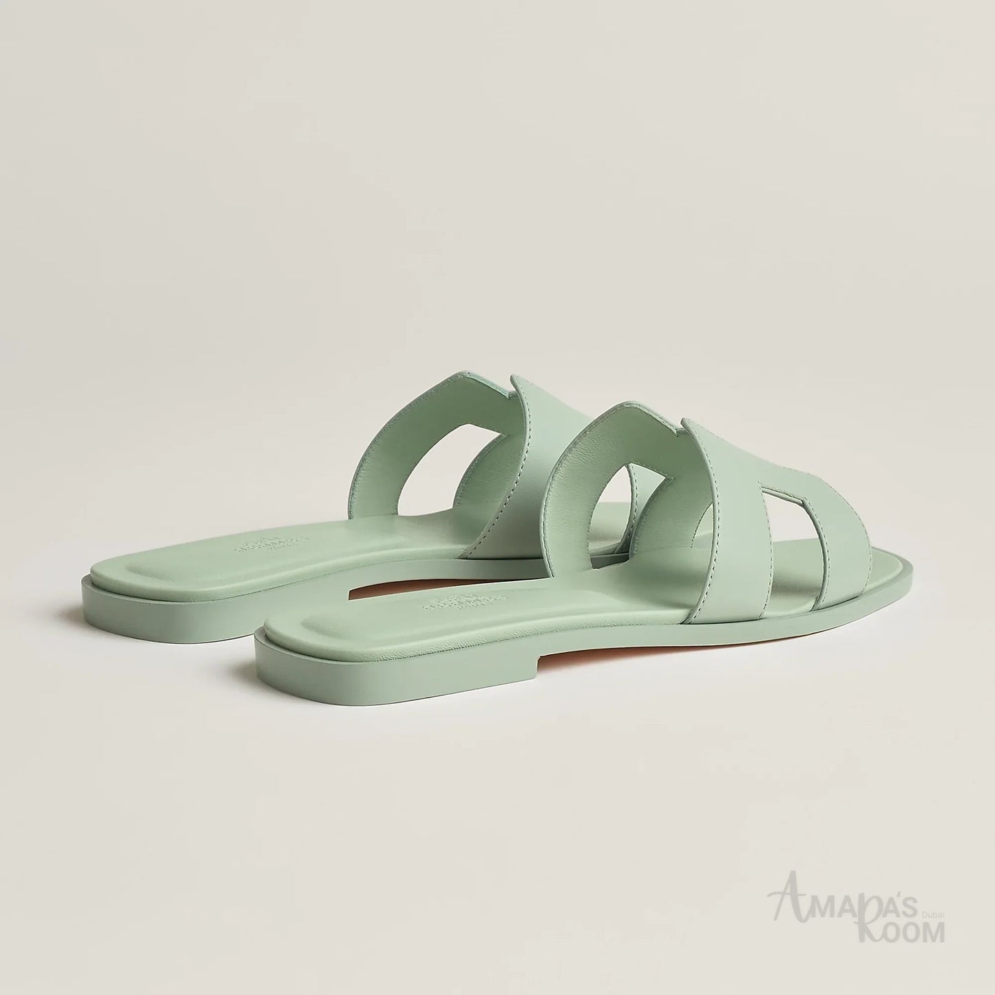 Hermès Oran Leather Slides – Forest Green