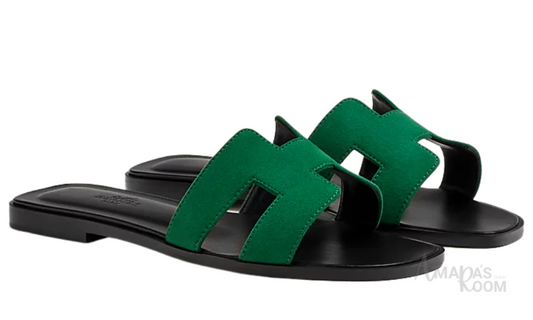 Hermès Oran Leather Slides – Electric Green