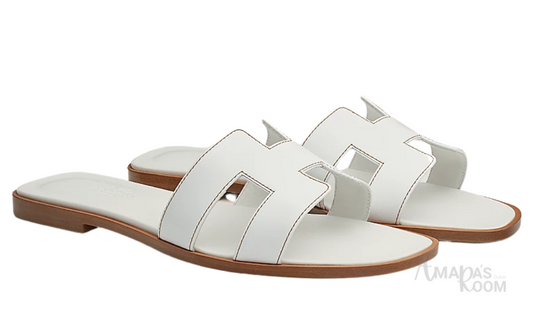 Hermès Oran Leather Slides – Pure White