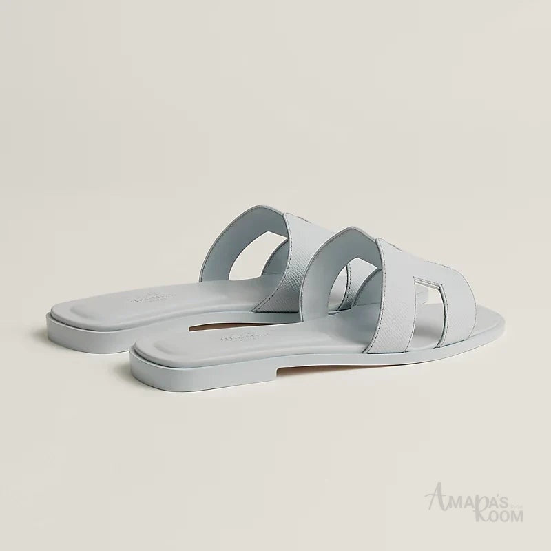 Hermès Oran Leather Slides – Ice White