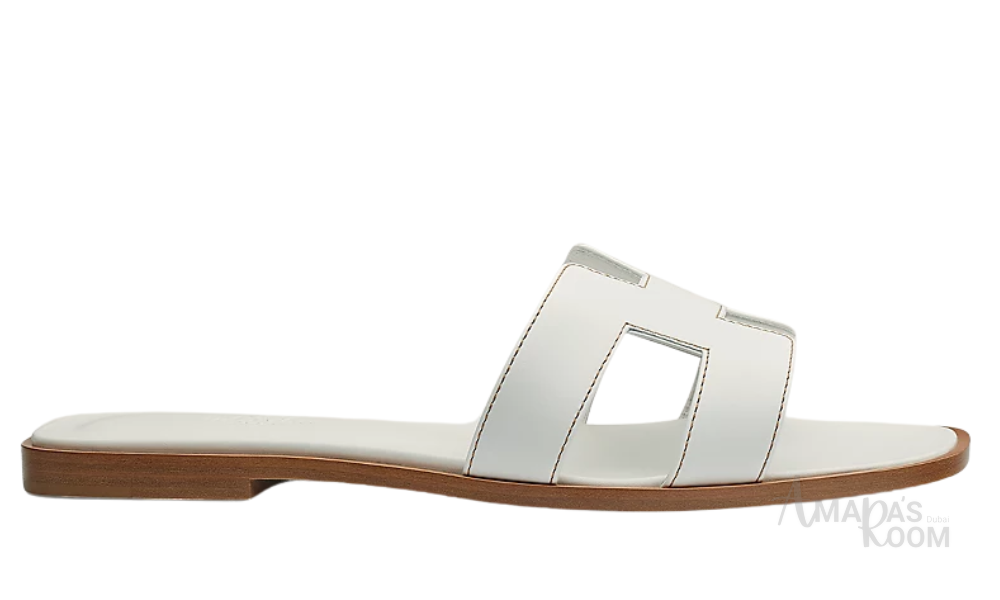 Hermès Oran Leather Slides – Pure White