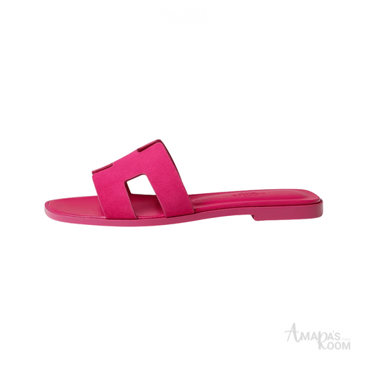 Hermès Oran Leather Slides – Blush Pink