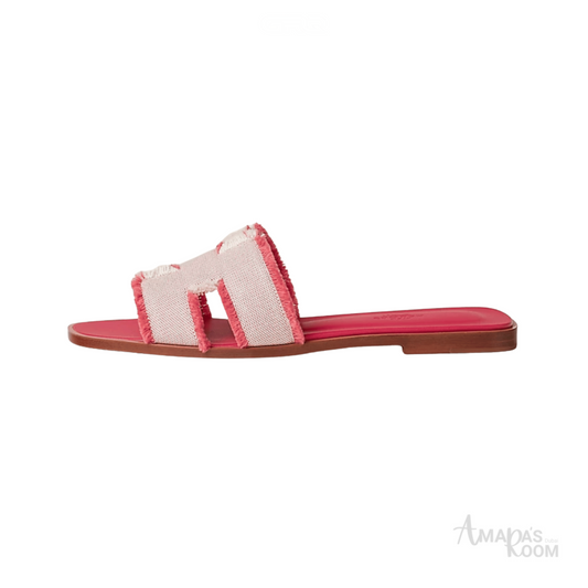 Hermès Oran Leather Slides – Raspberry
