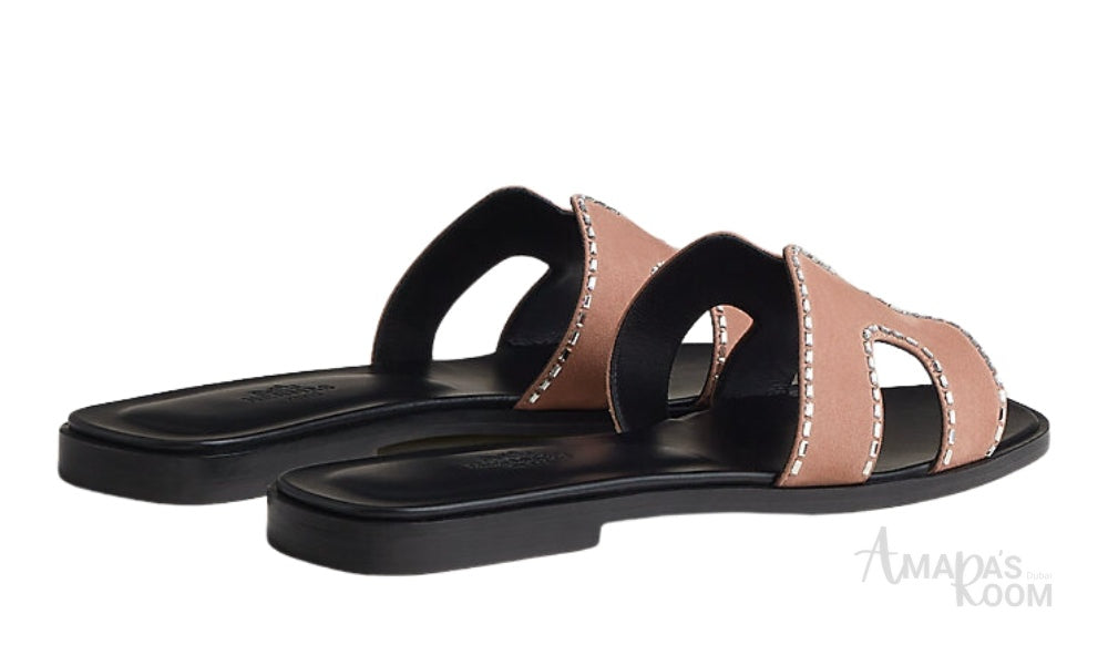 Hermès Oran Leather Slides – Pearl Pink
