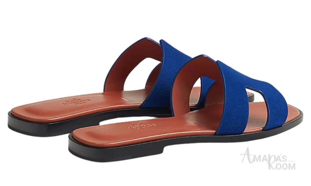 Hermès Oran Leather Slides – Cobalt Blue