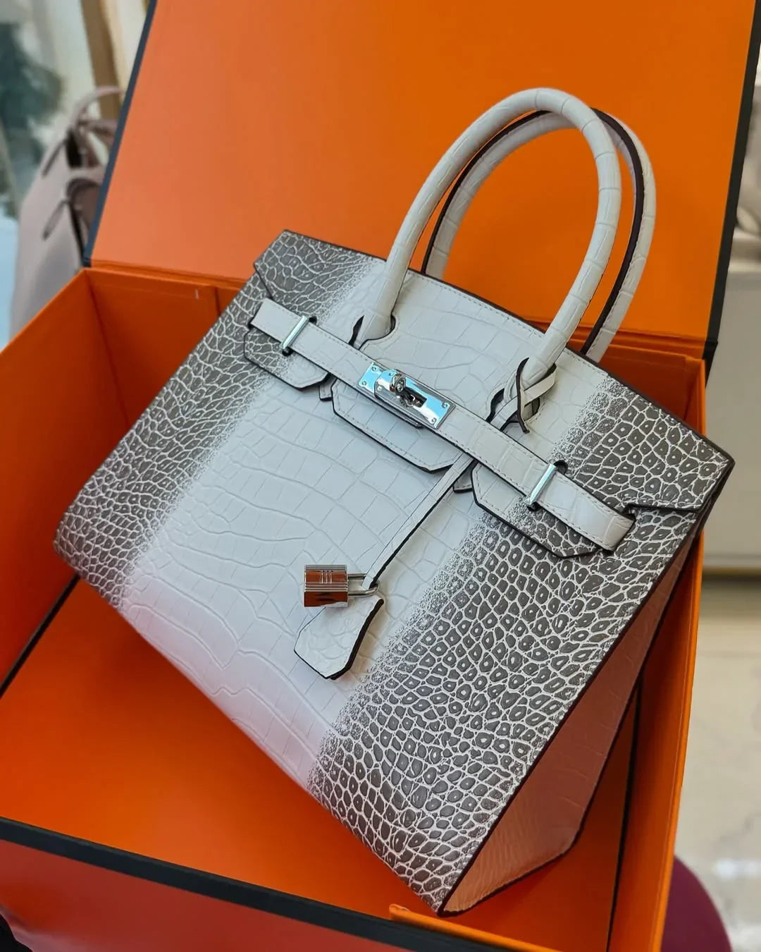 Matte Crocodile-Style Birkin Bag