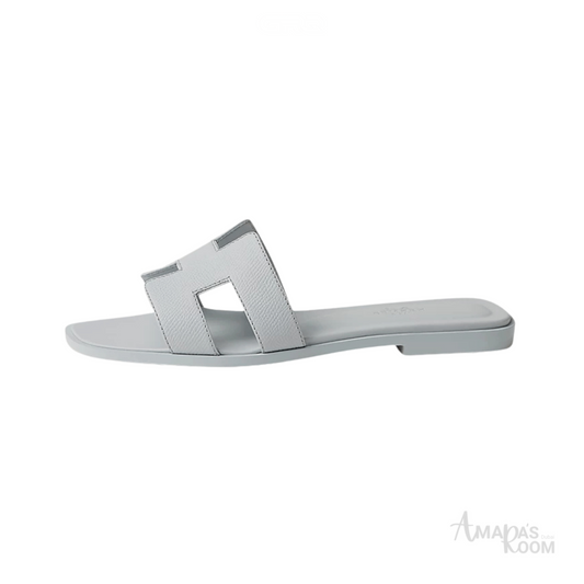 Hermès Oran Leather Slides – Ice White