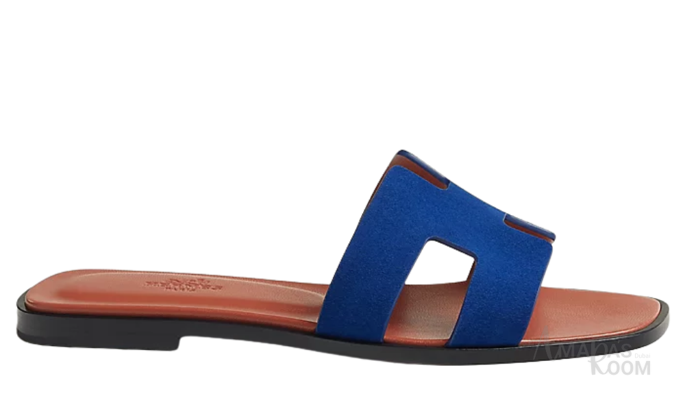 Hermès Oran Leather Slides – Cobalt Blue