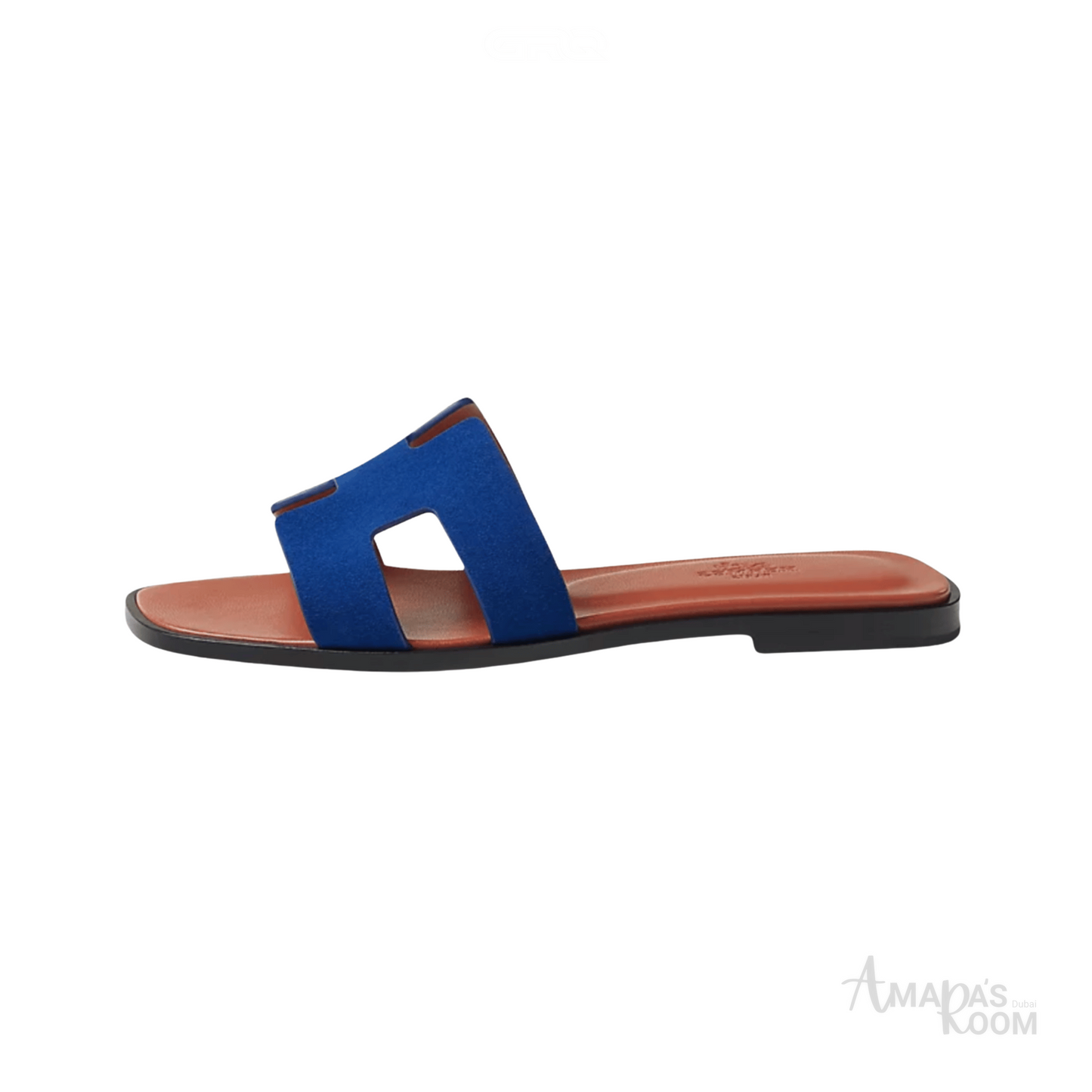Hermès Oran Leather Slides – Cobalt Blue