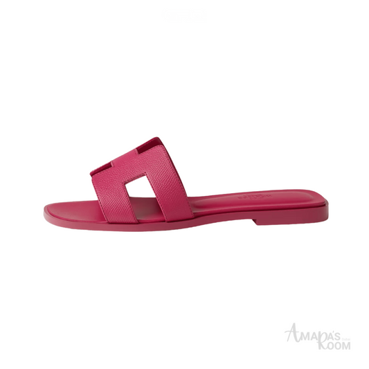Hermès Oran Leather Slides – Bougainvillea Pink