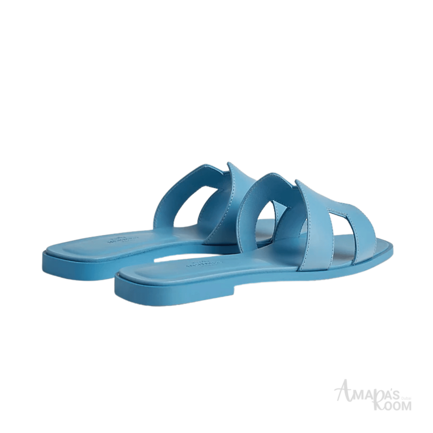 Hermès Oran Leather Slides – Turquoise