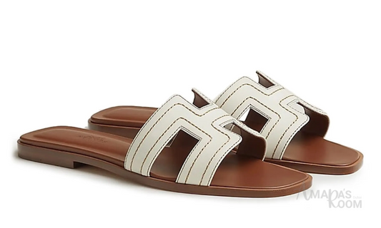 Hermès Oran Classic Slides – Soft White