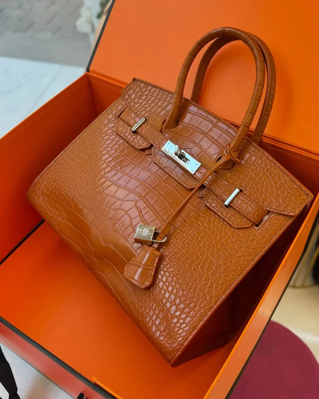 Matte Crocodile-Style Birkin Bag