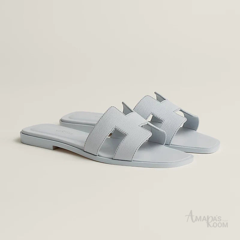 Hermès Oran Leather Slides – Ice White
