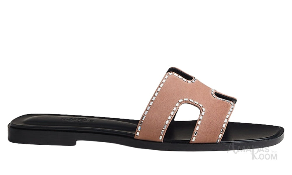 Hermès Oran Leather Slides – Pearl Pink