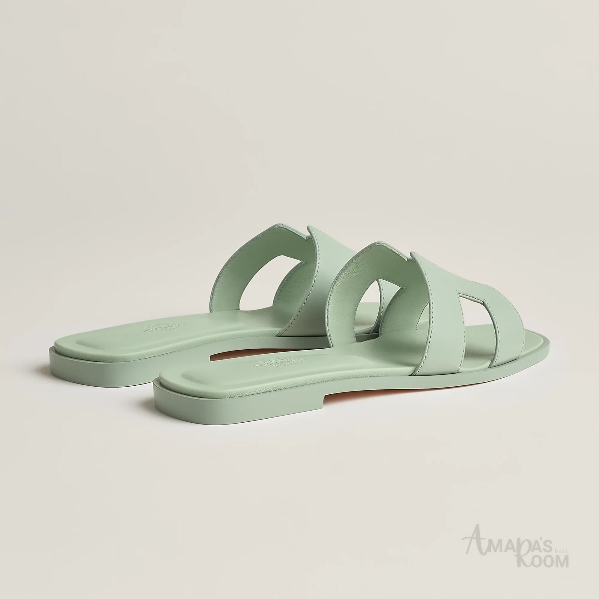 Hermès Oran Leather Slides – Forest Green