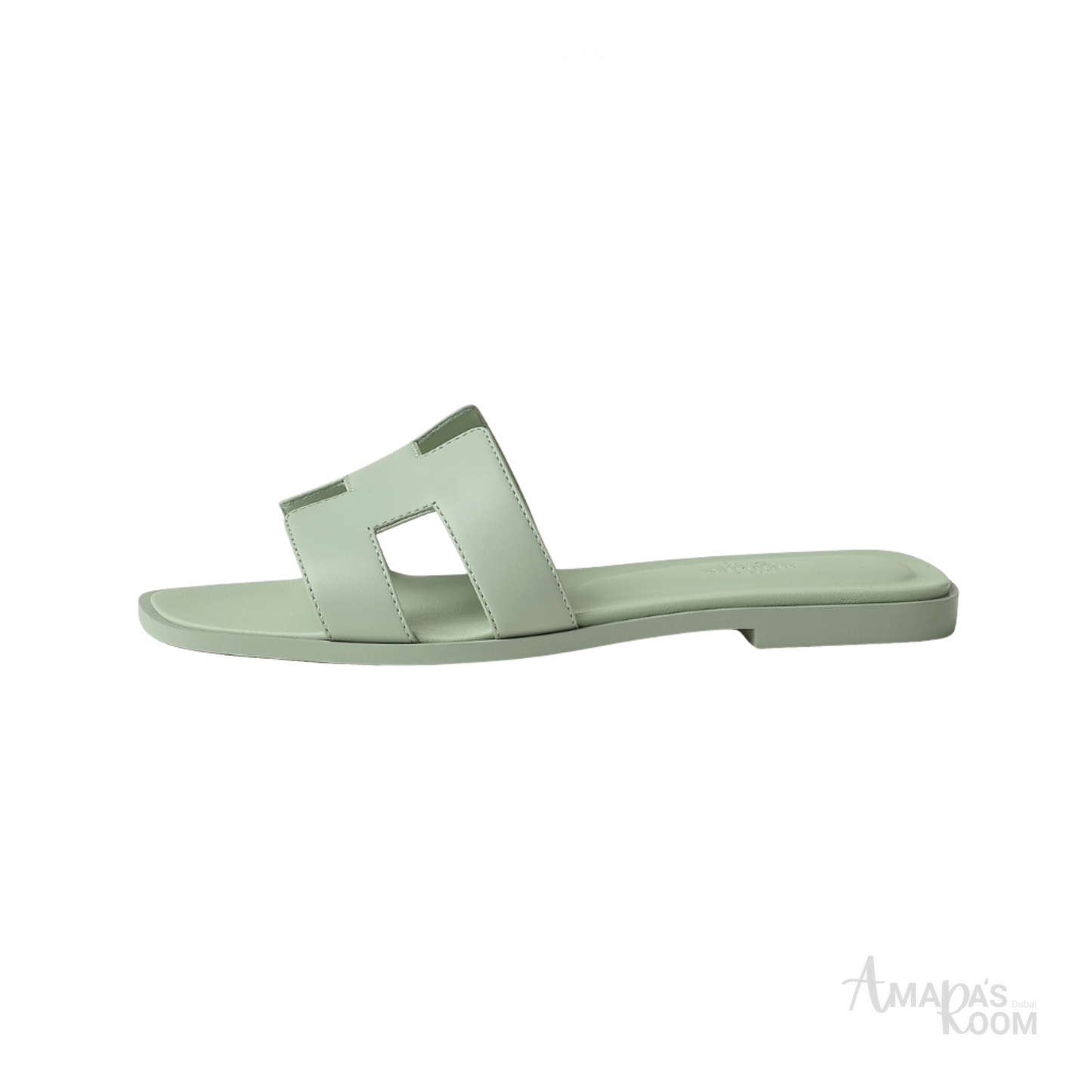 Hermès Oran Leather Slides – Forest Green
