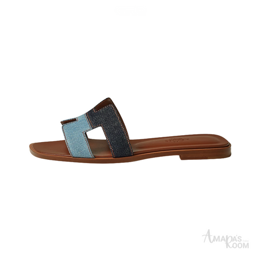 Hermès Oran Denim Slides – Blue