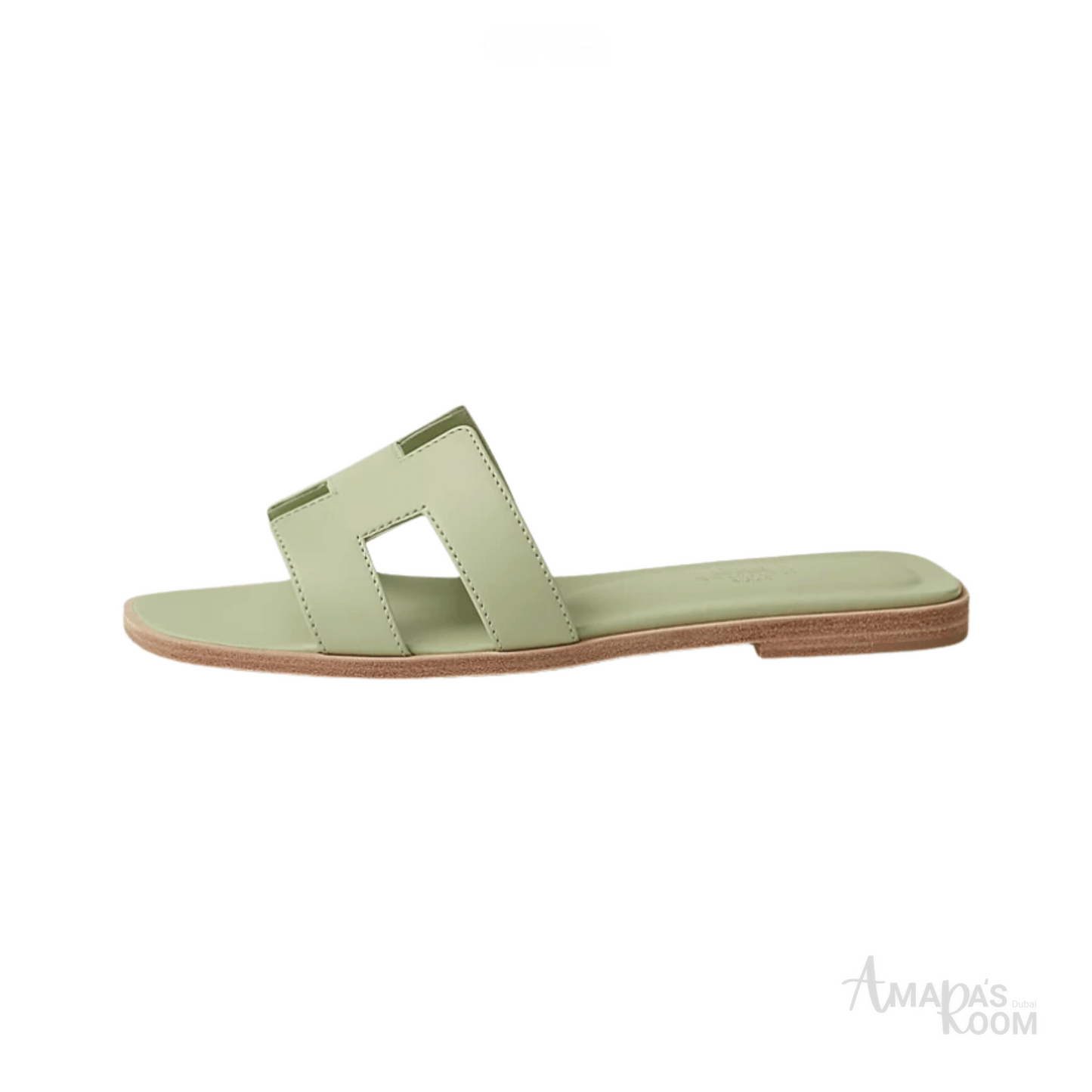 Hermès Oran Leather Slides – Sea Green