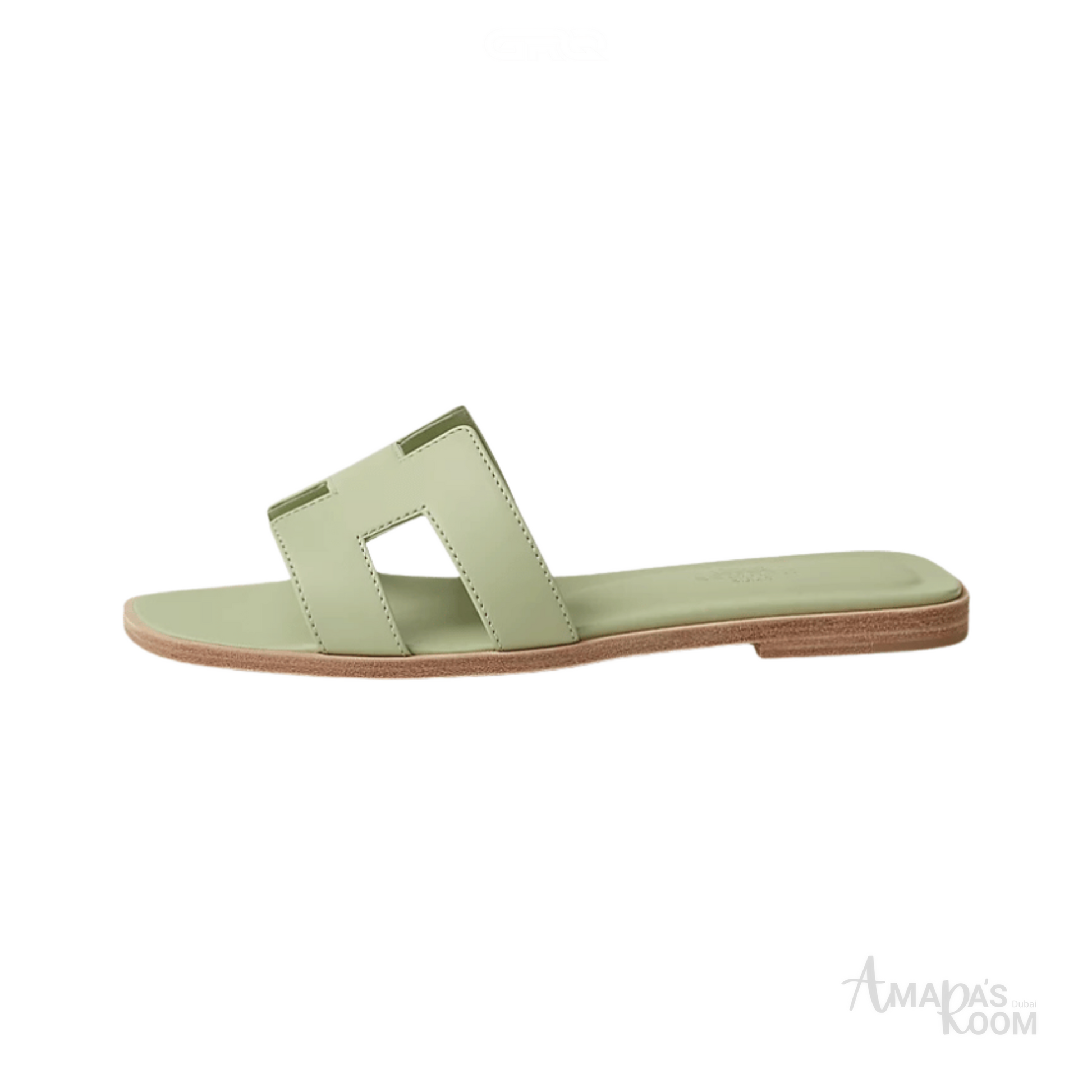 Hermès Oran Leather Slides – Sea Green