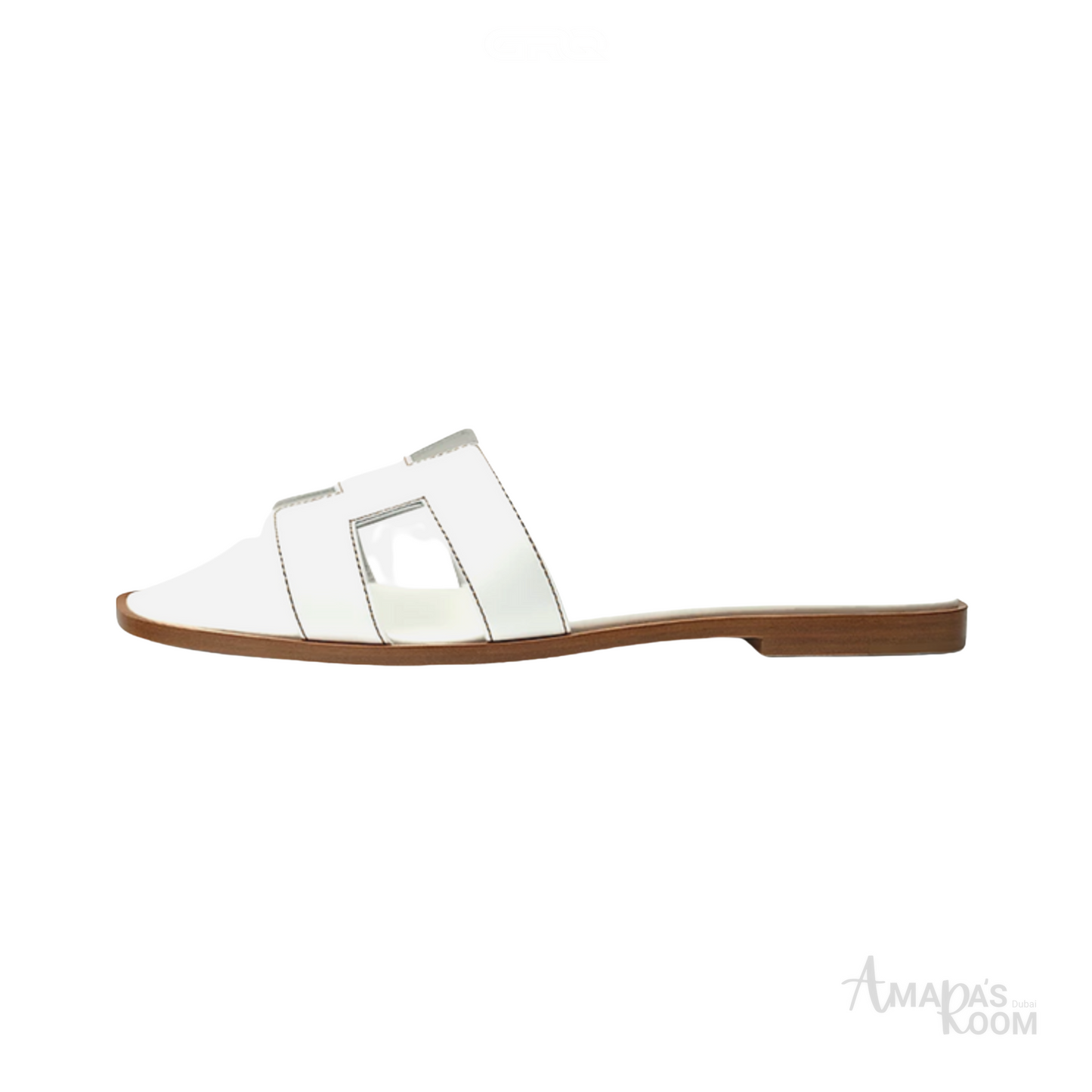 Hermès Oran Leather Slides – Snow White