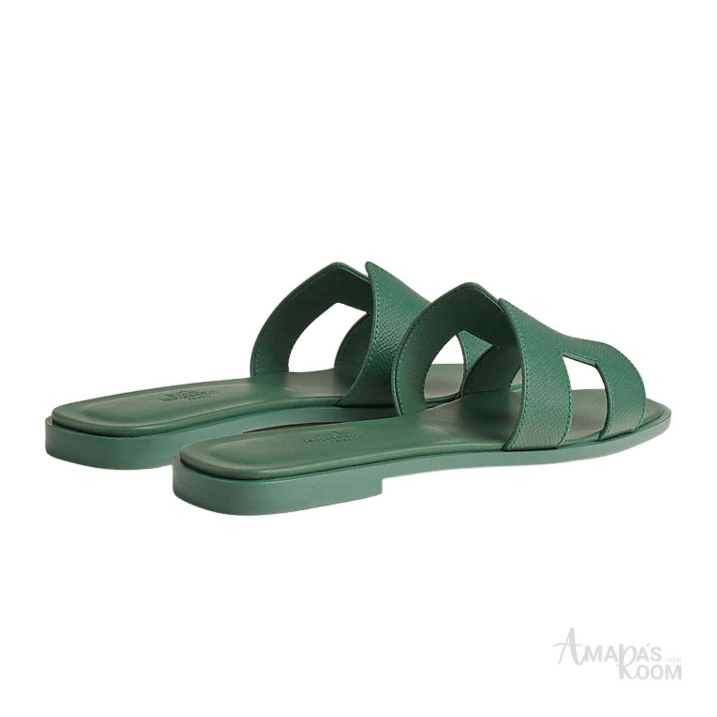 Hermès Oran Leather Slides – Olive Green