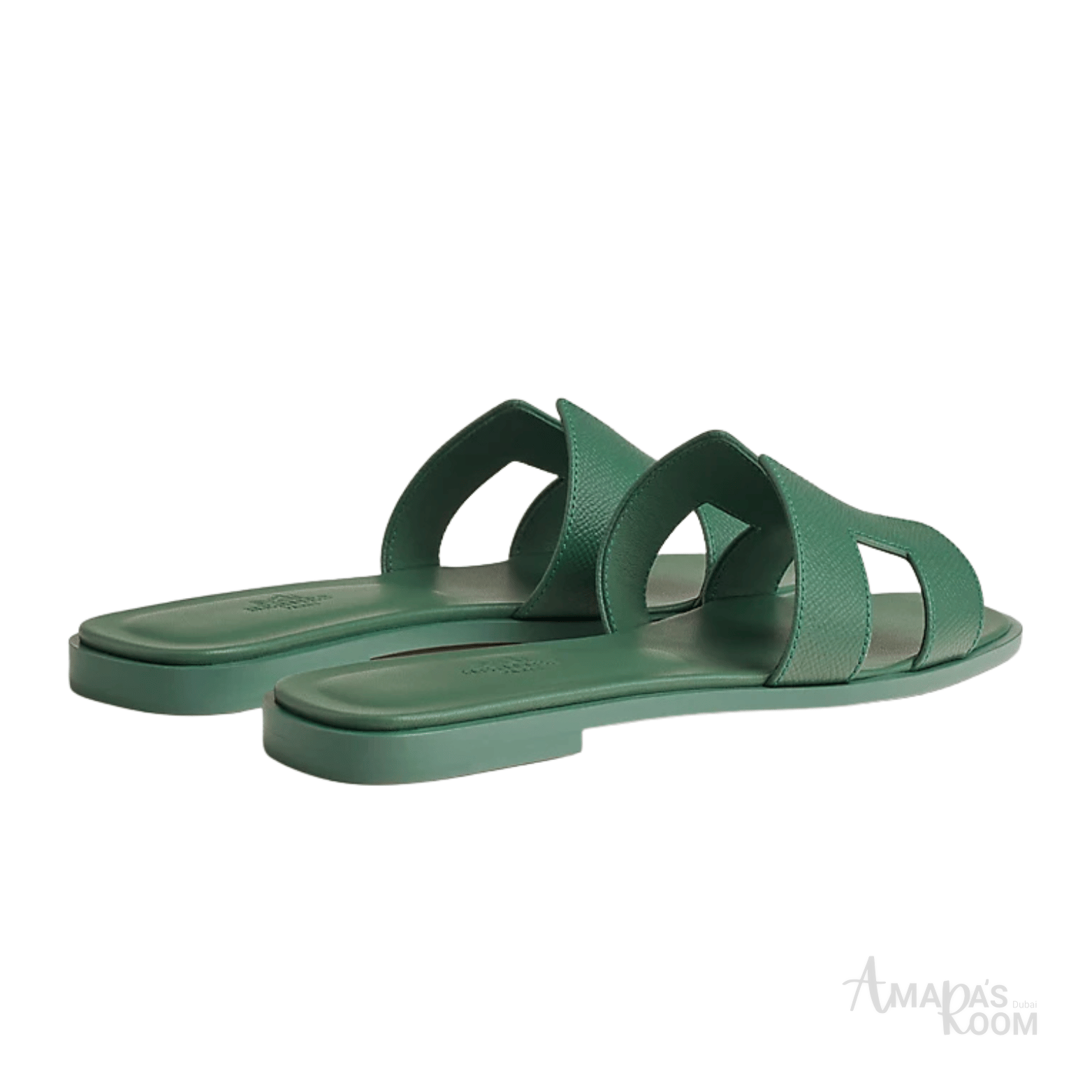 Hermès Oran Leather Slides – Olive Green