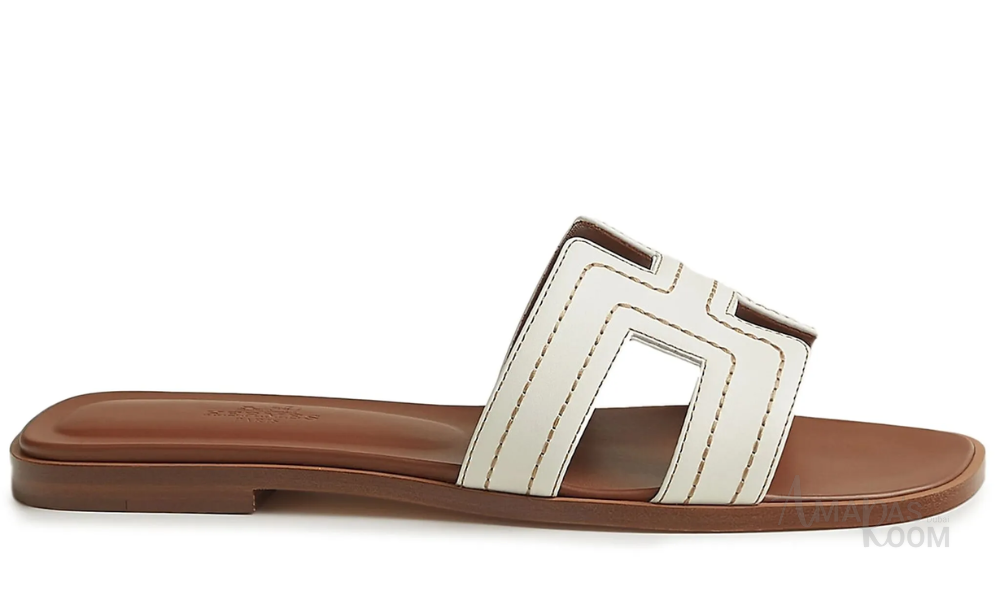 Hermès Oran Classic Slides – Soft White