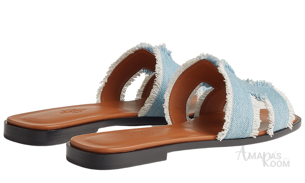 Hermès Oran Leather Slides – Light Blue