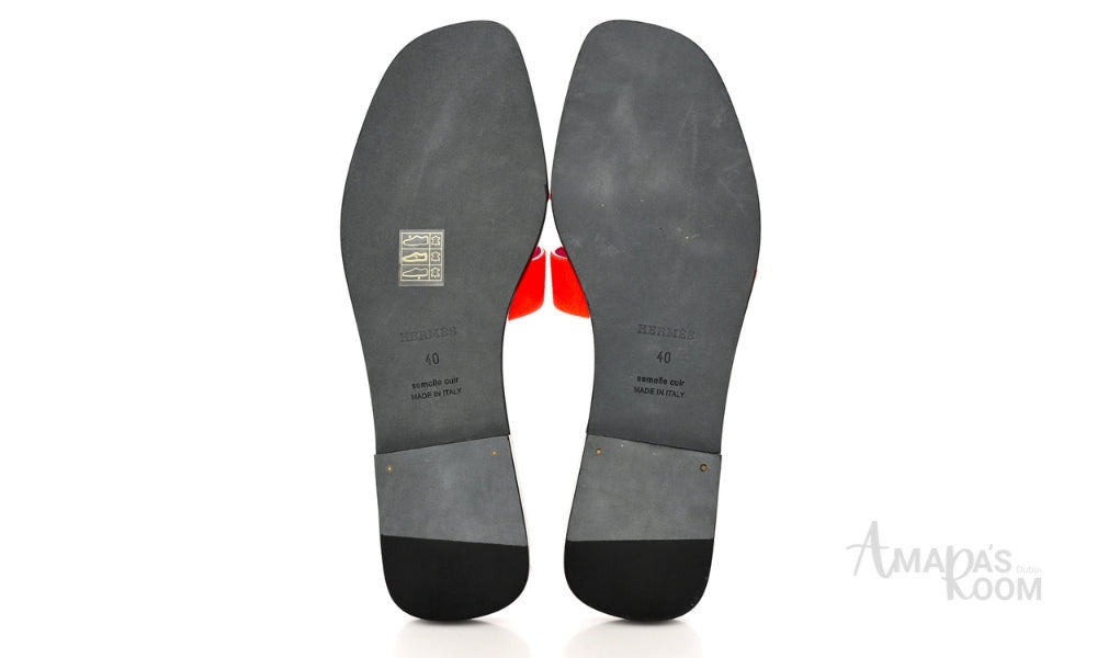 Hermès Oran Suede Slides – Vibrant Orange
