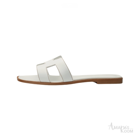 Hermès Oran Leather Slides – Pure White
