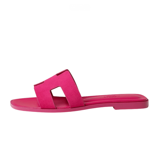 Hermès Oran Leather Slides – Blush Pink