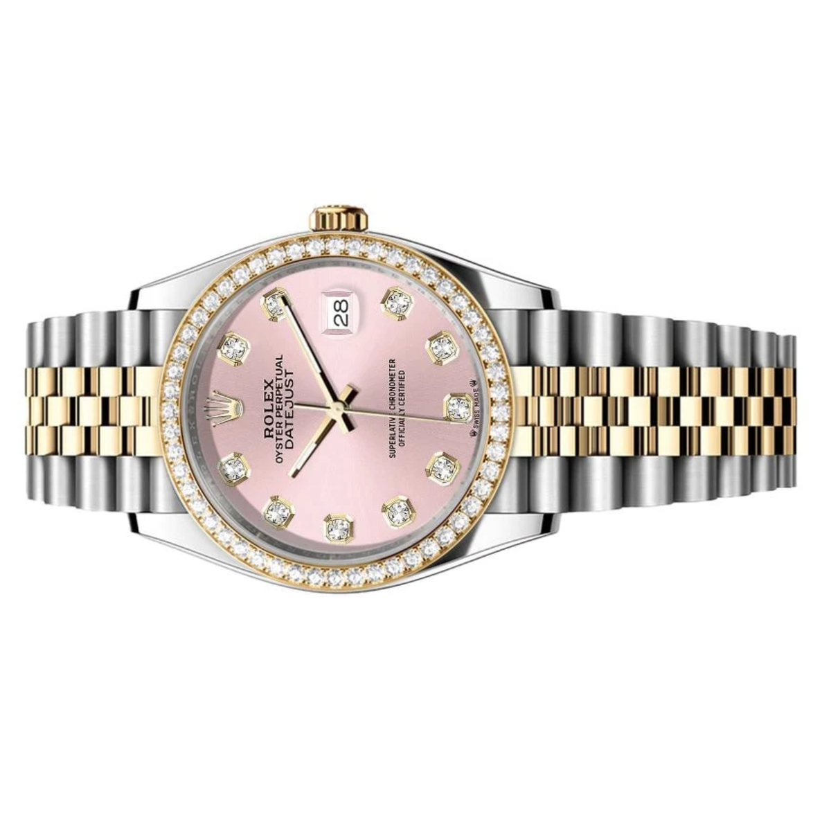 Rolex Lady-Datejust ? Two Tone, Pink Dial & Diamond Detail