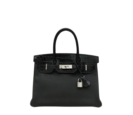 Hermès Bag _ Birkin 25 Crocodile Black Silver Lock