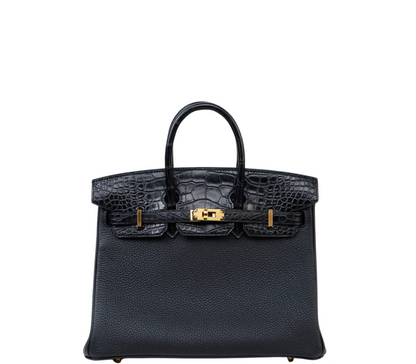 Hermès Bag _ Birkin 25 Crocodile Black Gold Lock