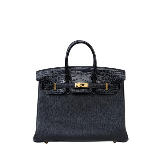 Hermès Bag _ Birkin 25 Crocodile Black Gold Lock