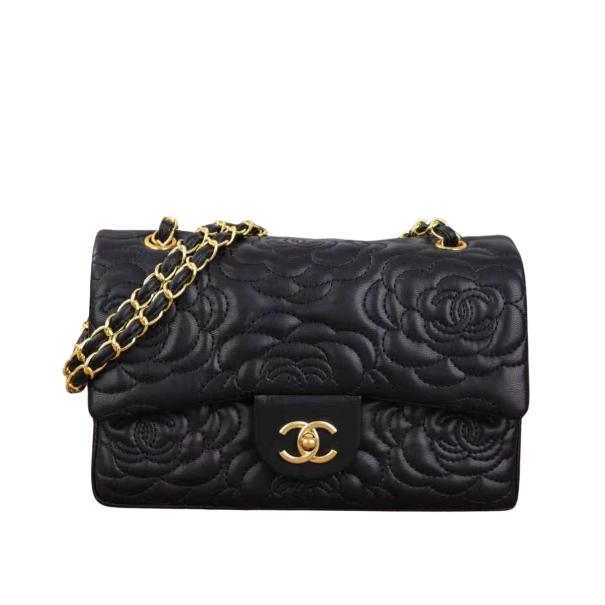 Chanel Camellia Flap Black