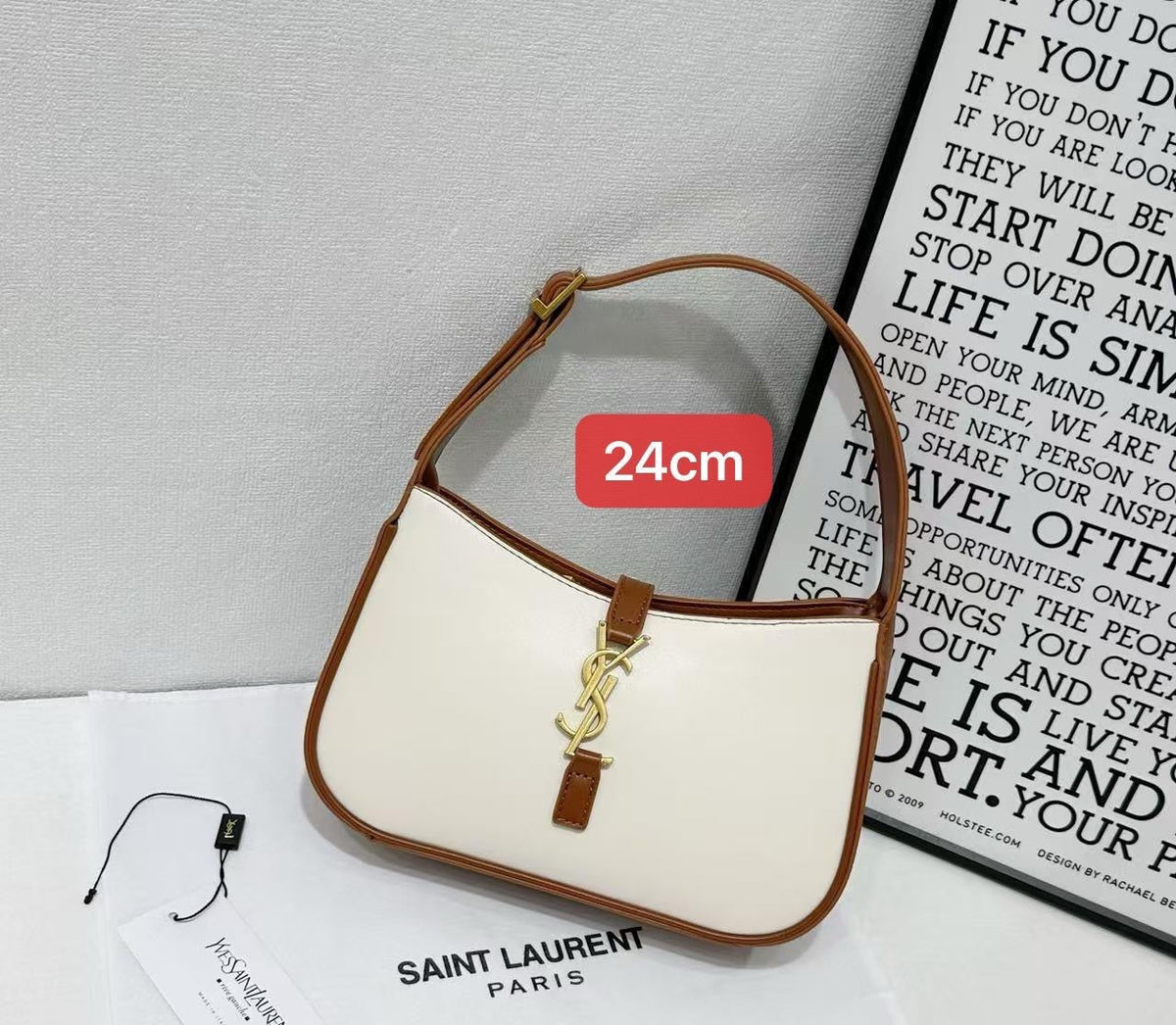 YSL Bag Le 5 à 7 Canvas & Leather Hobo