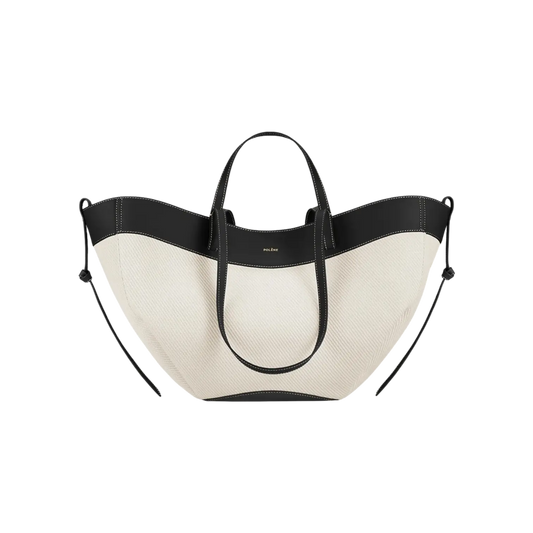 Polène Cyme Tote Bag – Black  & White Canvas