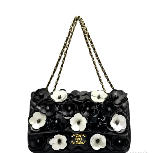 Chanel Camellia Flap Bag – Black Floral