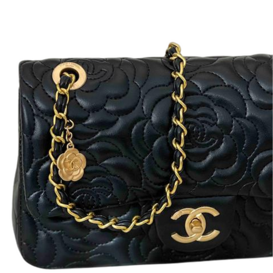 Chanel Camellia Flap Black