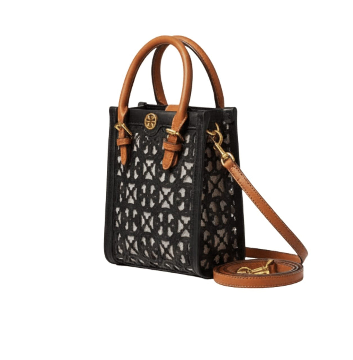 Tory Burch Monogram Laser Cut Mini T Tote Bag