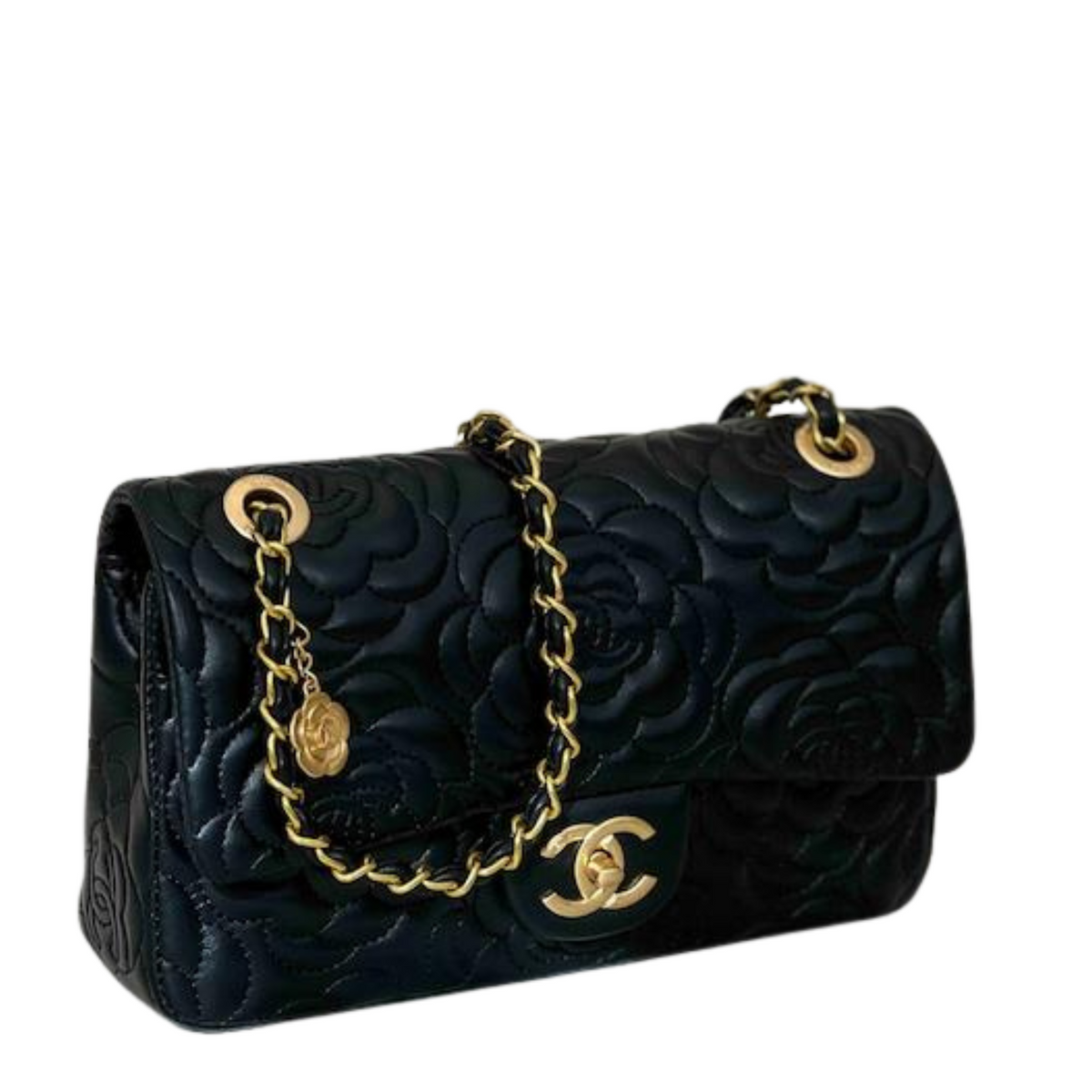 Chanel Camellia Flap Black