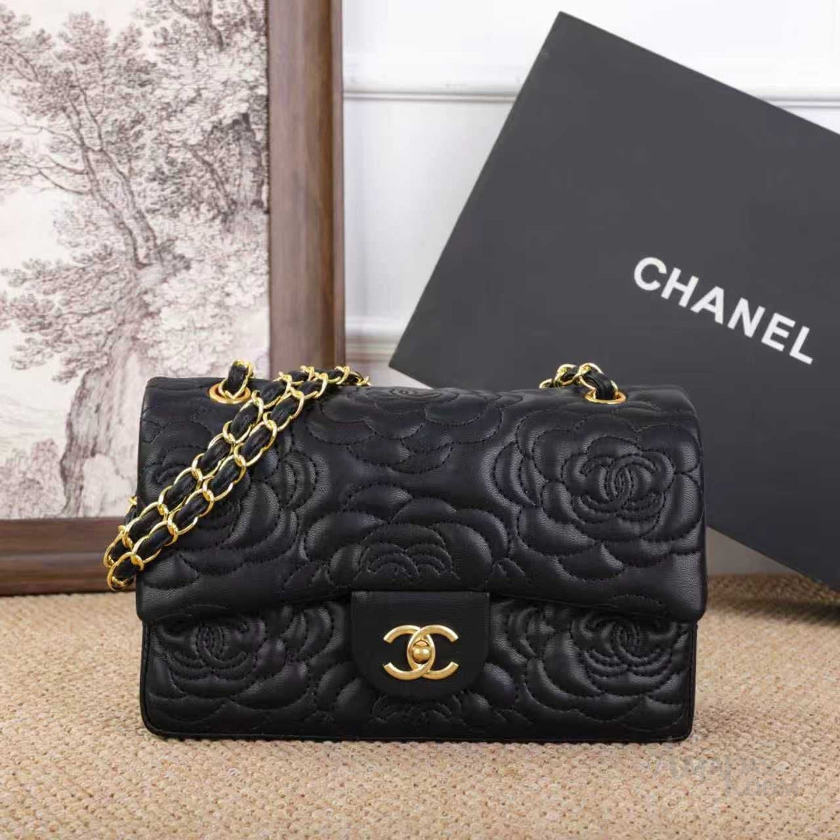 Chanel Camellia Flap Black