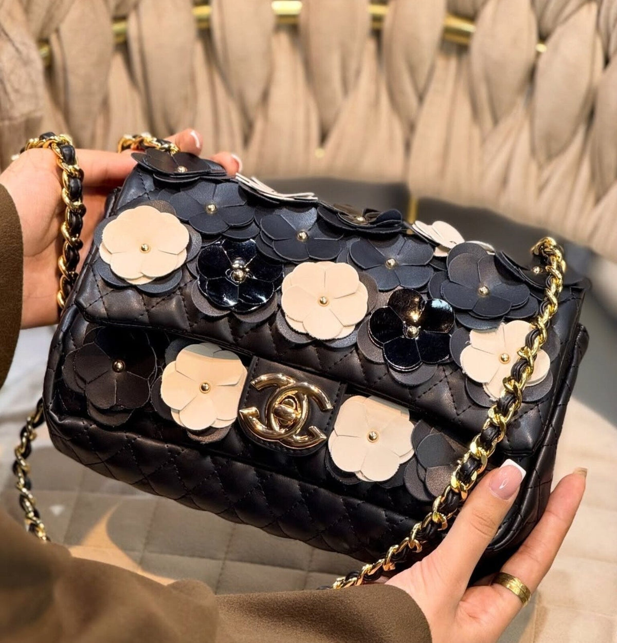 Chanel Camellia Flap Bag – Black Floral