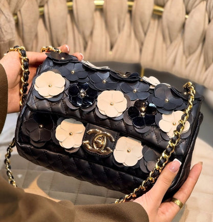 Chanel Camellia Flap Bag – Black Floral